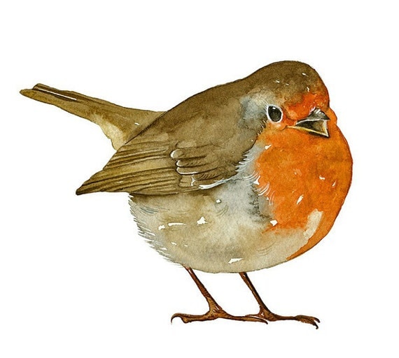 Items similar to Robin Bird Art Print of my original watercolor