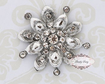 3 pcs RD160 Rhinestone Metal Flatback Embellishment Button Brooch Bridal accessories invitations crystal bouquet flowers hair clip comb