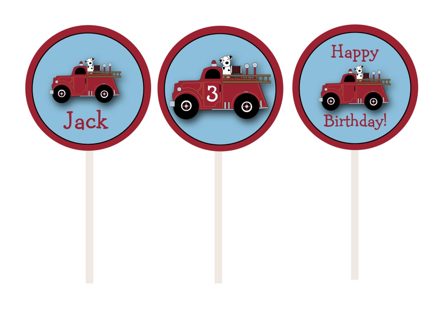 Fire Truck Cupcake Toppers Fire Truck Birthday Party