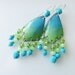 Ombre green & blue enamel earrings, enamel jewelry beaded chandelier earrings bohemian gypsy