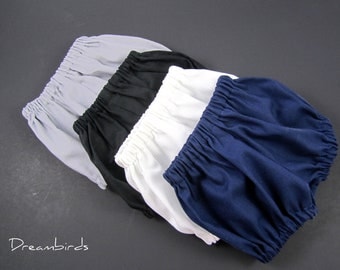 Infant & Toddler Baby Bloomers - Diaper Covers - Neutral Colors - Black, White, Navy or Grey - Size Newborn, 3m, 6m, 9m, 12m, 18m, 24m or 3T
