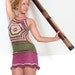 RESERVED crochet beach mini dress / tunic - sexy open back, frilly lace hem - cotton, bamboo - pink, green - size M eur 38, US 10