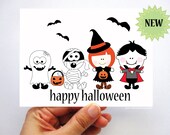 6 Happy Halloween Card, Cute Halloween children parade, a spooky ghost, a Mummy, a witch and a cute vampire A307 Il_170x135