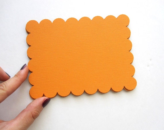 12 Scalloped rectangle (5.4 x 4 inches) Textured cardstock, Pick your color A249 Il_570xn