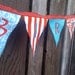 Birthday Banner Pennant Flags in Red,Turquoise and White Whimsical Patterns