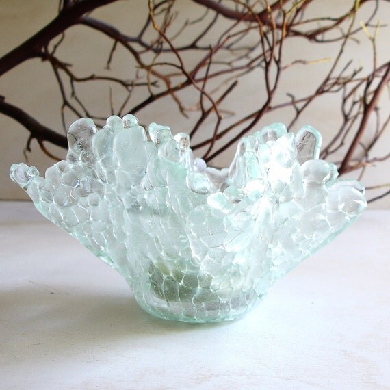Votive Candle Holder Fused Glass Decor and Art Clear Glass