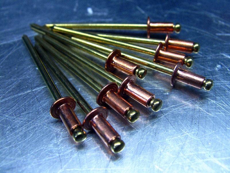 100 Copper Rivets Copper Pop Rivets Coper and Brass Rivets