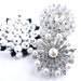 Vintage Rhinestone & Glass Bead Brooch Lot - Silver Tone Aurora Borealis Costume Jewelry Pins / Fancy Round