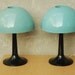 Vintage Softlite Mushroom Lamps in Aqua & Black with Tulip Bases