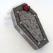 Halloween Decor Coffin Box Halloween Decoration Spooky Gift Box Gray Black Decorated Coffin Box Red Rose