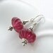 Pink dangle earrings fuchsia fuschia magenta hot pink sterling silver vintage Lucite beads