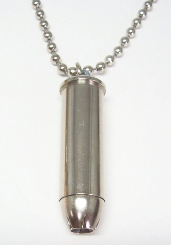 Bullet Necklace / 44 Magnum Casing Silver Bullet by BulletDesigns