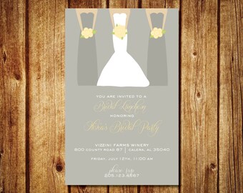 Bridesmaids Luncheon Invitation- Custom Bridal Invitation- Customize Colors- Custom Digital File- Bride with bridesmaids