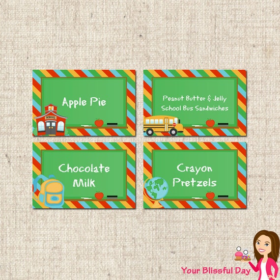 PRINTABLE Back to School Label Tents with text (4 label tents) Il_570xn