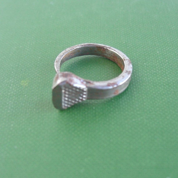 Vintage Horseshoe Nail Ring Unique Silver Band by lucra on Etsy