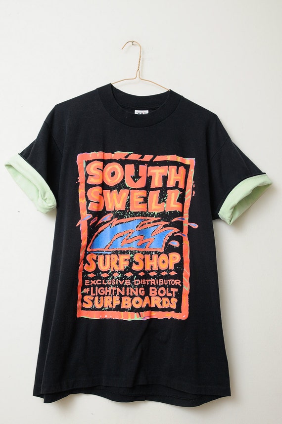 Vintage 80s/90s Rad South Swell Surf Shop T Shirt With Neon