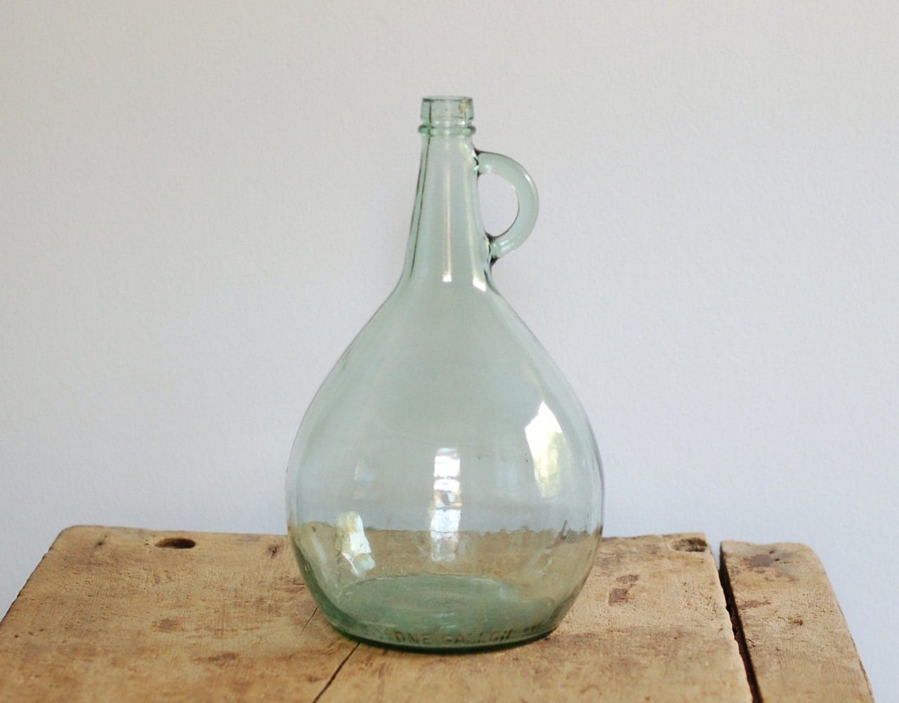 Vintage Green Glass Wine Bottle Demijohn One Gallon