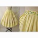 50's Full Skirt // Vintage 1950's Yellow Floral Applique Cotton Full Pleated Summer Skirt S M