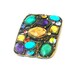 1 multicolor 2 hole slider bead, button or spacer bead, crystal
