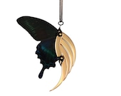 PERIS / Nocturnal Butterfly Large Gold Blade Wing Pendant / Free Shipping