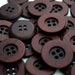 15 Vintage Buttons Wood Grain 25mm 4 Hole New Old Stock Burgundy Wine Color