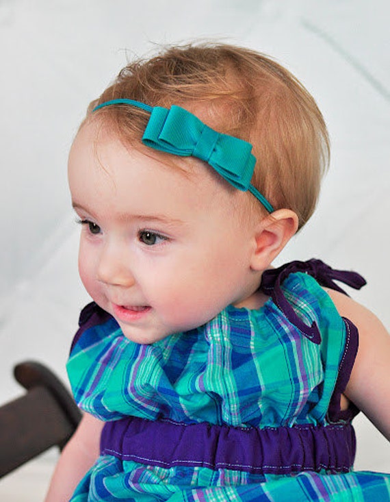 Items similar to Teal Baby Bow Headband. Infant, Baby Toddler, Girls ...