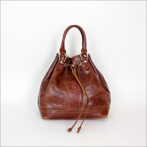 Rossetti mahogany leather cinch bucket bag