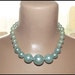 Vintage 1950's AQUA Pearl Pop Bead BIG Gumball Necklace Choker 1960's Beads MADMEN
