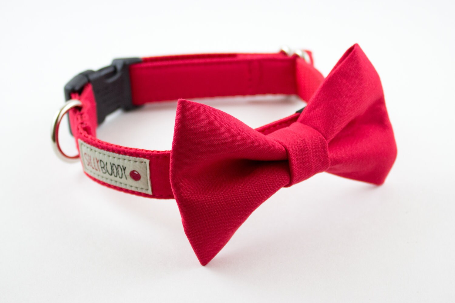 Solid Bright Red Dog Bowtie Collar