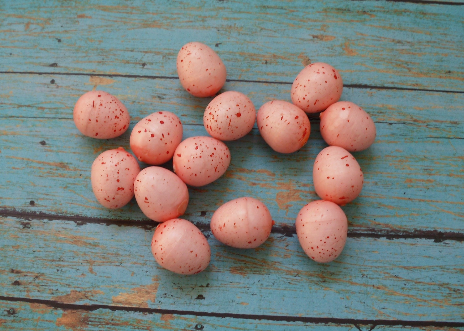 Artificial Bird Eggs 14 Faux Speckled Bird Eggs in Peach