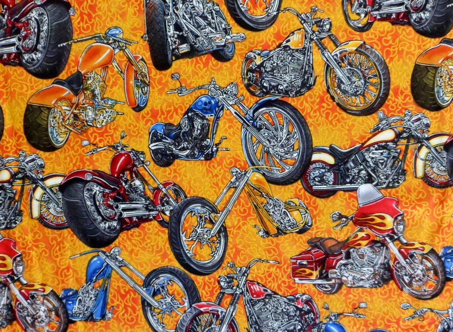 Motorcycle Chopper Biker Fabric Rolling Thunder RJR