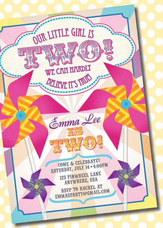 DIY Printable Pinwheel Birthday Invitation Il_570xn
