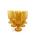 Vintage amber stemware - set of 6 honey gold cut glasses by Brockway glass Duz detergent