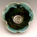 Flower Form Petals Handmade Pottery Bowl Peackock Green