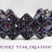Purple Fuchsia Hand Stitched Diamonds Bracelet Swarovski Crystal and Seed Beads