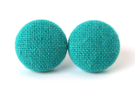 Teal post earrings studs blue green turquoise by KooKooCraft