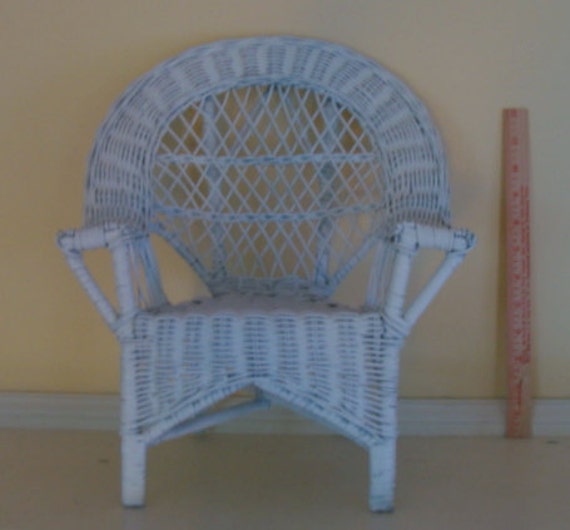 Vintage large White wicker doll chair