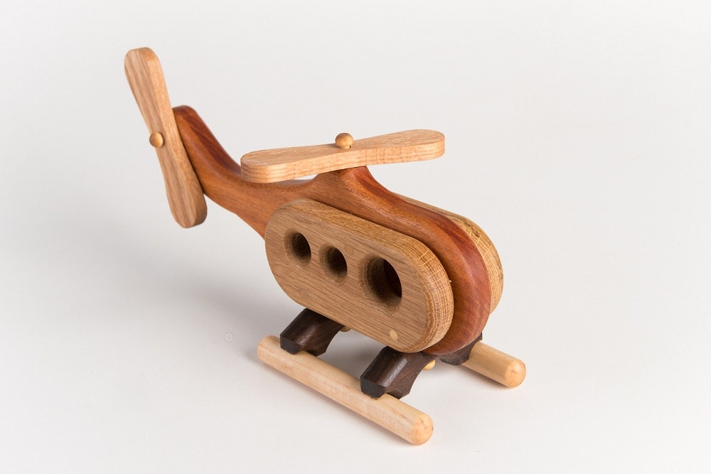 Helicopter Wooden Toy Natural Childrens by asummerafternoon