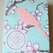 Thank You Card Bird on Branch Flowers on Tree Pink Blue White