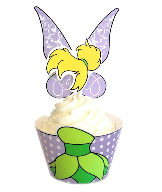 Items similar to Tinkerbell Printable Cupcake Wrappers and Toppers