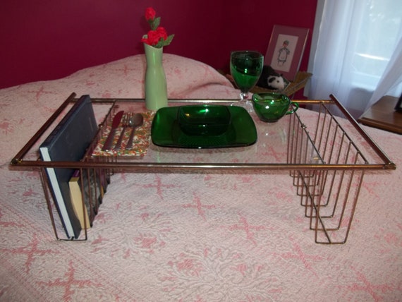 Vintage Brass and Glass Breakfast in Bed Tray