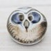 Small Pottery Owl Figure Handmade Woodland Bird Figurine - Brown Blue Cream Natural