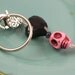 Black Heart and Pink Sugar Skull Pendant Keychain