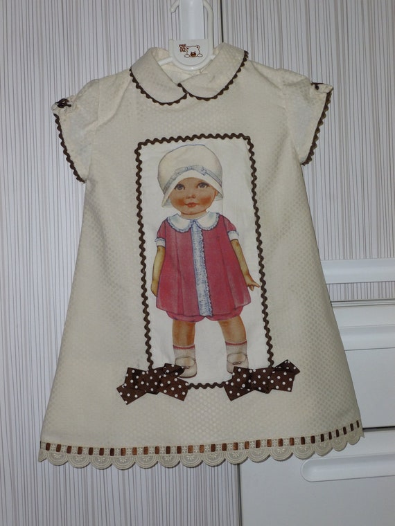 Vintage fabric paper doll A. Big size 28cm 10 1/4 by chinchulines