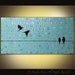 Bird painting LARGE long original acrylic on canvas birds on a wire 48 x 24