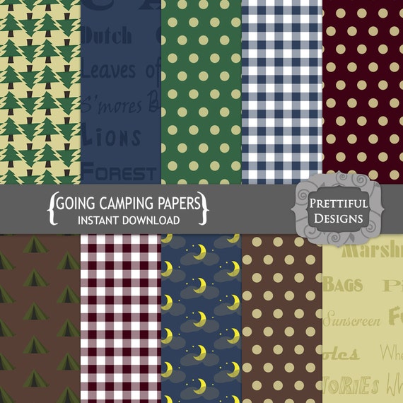 50% Off Sale Digital Camping Paper Pack  - Personal and Commercial Use - Going Camping (687)