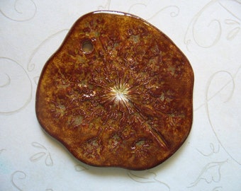 Red Rust Queen Anne's Lace Ceramic Pendant