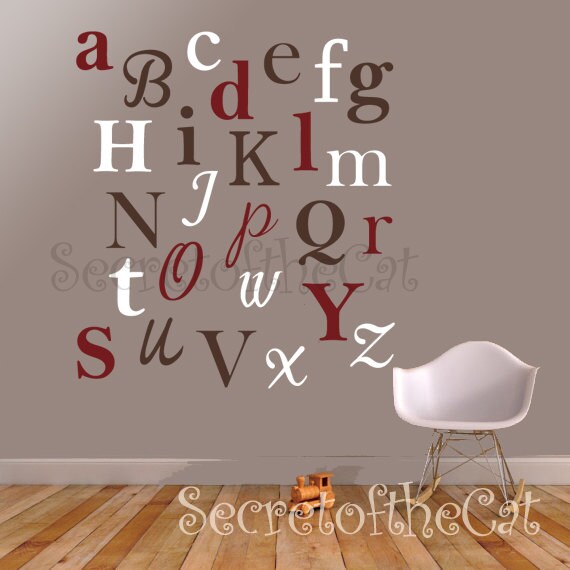 Alphabet wall decal Children fonts decal Nursery decal