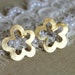 Gold stud flower earrings plated real gold - elegant 14k gold matte coated post earrings