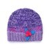 Knitted Girls Hat, Purple Violet Lilac wool Beanie with Blue Felt Flower and hot pink bobbles - berries, fall, winter - 2 T / 3 T Toddler